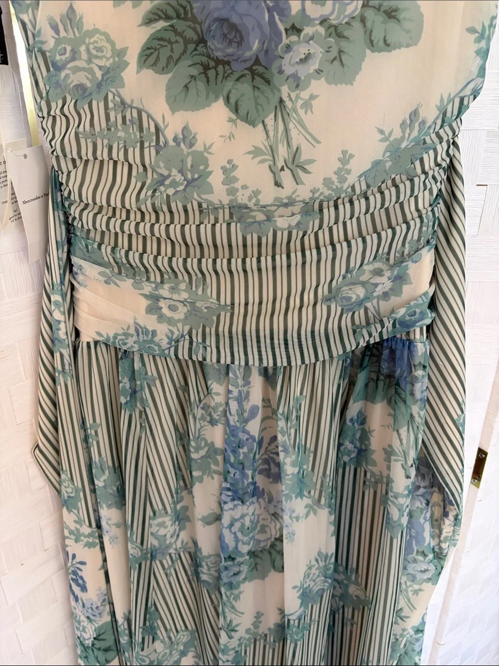 Abercrombie & Fitch Cream Maxi Dress with Sage Floral Print